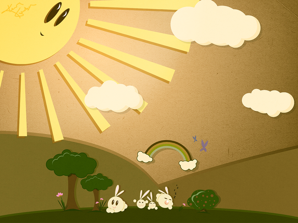 绿色可爱主题小白兔壁纸（多分辨率）(壁纸1)