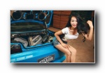 尼桑S14 改装车美女模特李佳熙宽屏壁纸