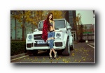 奔驰G63 AMG 改装车美女模特小烨宽屏壁纸