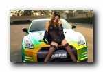 日产GT-R 改装车美女模特闫佳琪宽屏壁纸